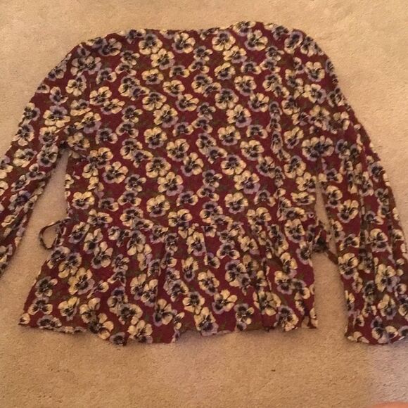 Madewell Drawstring Ruffle-Hem Top in Viola Floral - Picture 7 of 8